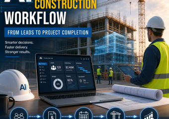 AI construction workflow streamlining leads, estimates, and project completion with smart technology