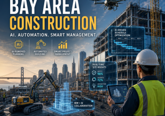 Bay Area construction site with AI, automation, and smart project management technology