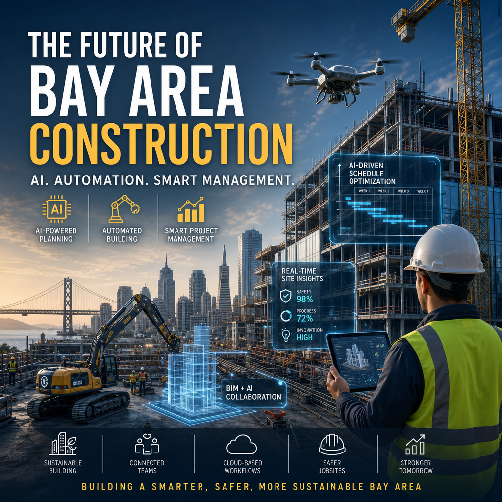 Bay Area construction site with AI, automation, and smart project management technology