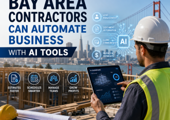 Bay Area contractor using AI tools on a laptop to automate scheduling and follow-ups