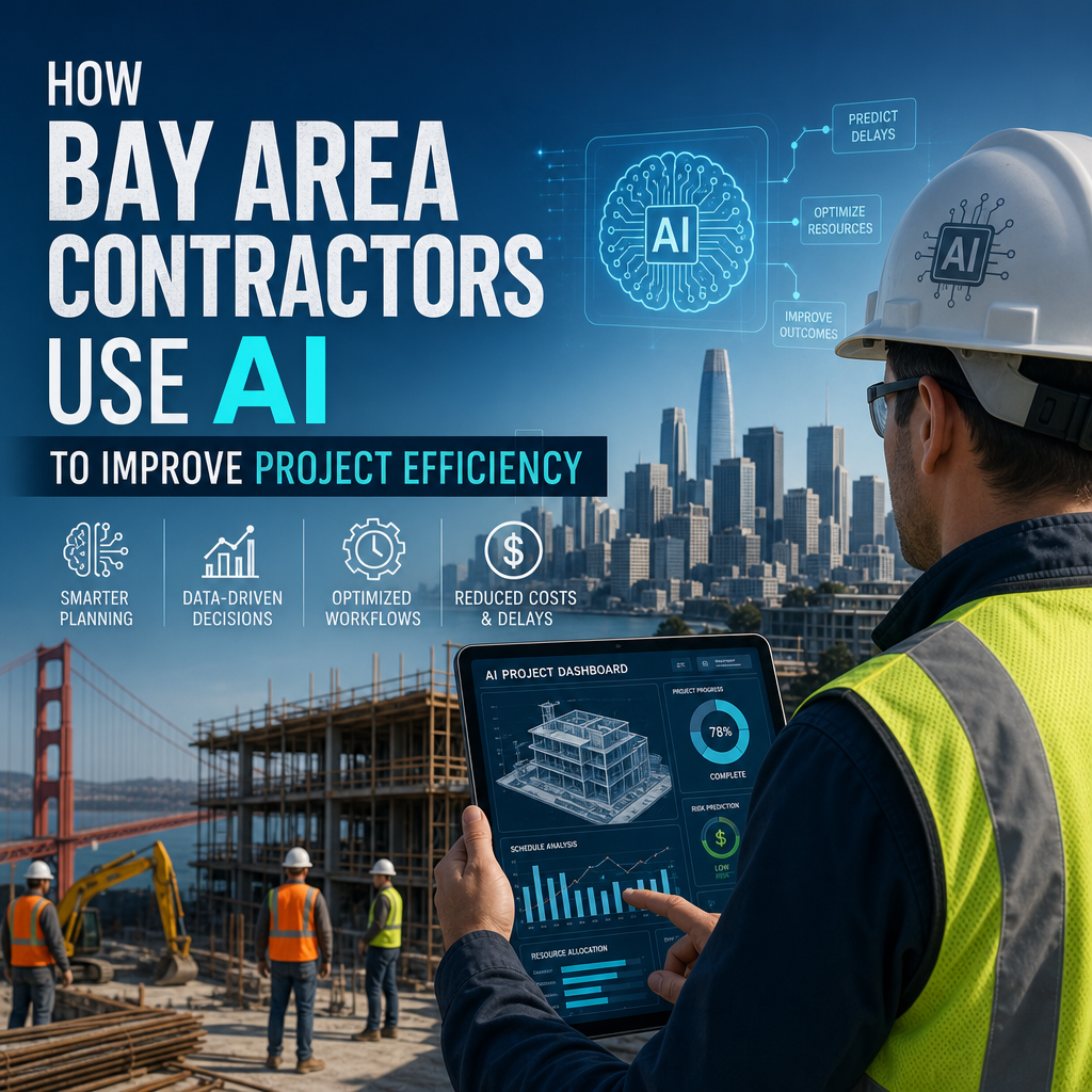 Bay Area contractors using AI tools on a construction site to improve efficiency and reduce costs