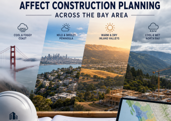 Bay Area map infographic showing microclimates affecting construction planning in different neighborhoods