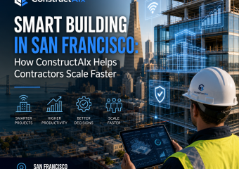 Smart building dashboard for San Francisco contractors showing productivity and project coordination tools