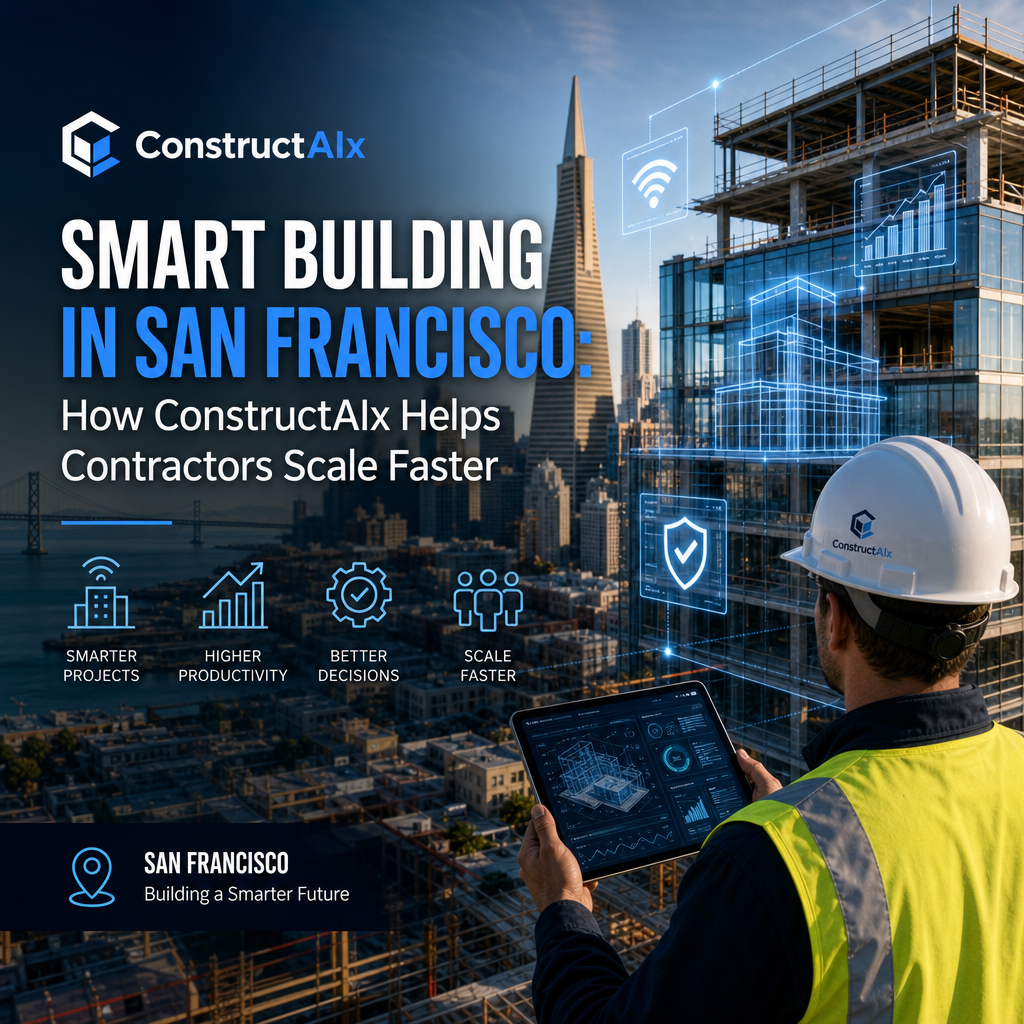 Smart building dashboard for San Francisco contractors showing productivity and project coordination tools